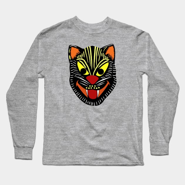 Vintage Halloween black cat mask Long Sleeve T-Shirt by ThatPopLife